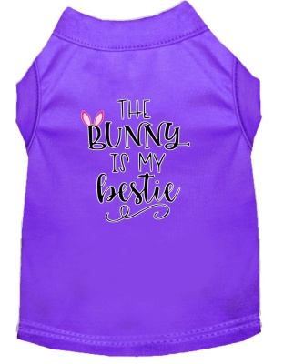 Bunny is my Bestie Screen Print Dog Shirt Purple Lg