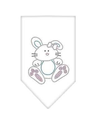 Bunny Rhinestone Bandana White Large