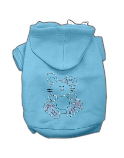 Bunny Rhinestone Hoodies Baby Blue L