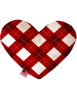 Candy Cane Argyle 6 Inch Canvas Heart Dog Toy