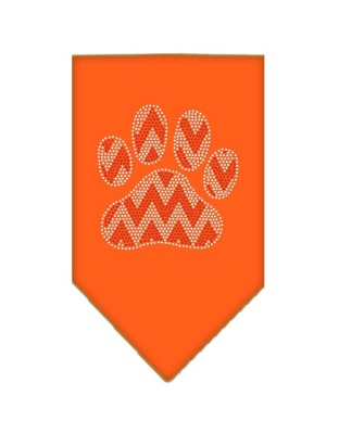 Candy Cane Chevron Paw Rhinestone Bandana Orange Large