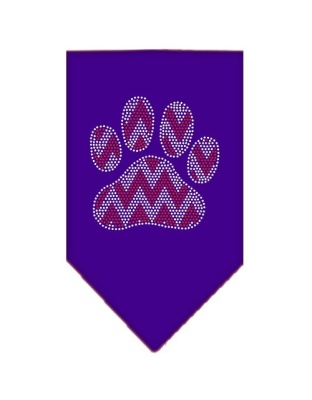 Candy Cane Chevron Paw Rhinestone Bandana Purple Large