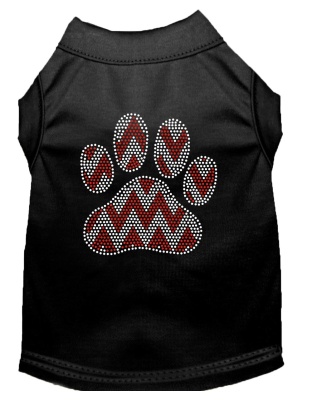 Candy Cane Chevron Paw Rhinestone Dog Shirt Black Lg