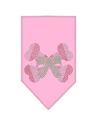 Candy Cane Crossbones Rhinestone Bandana Light Pink Large