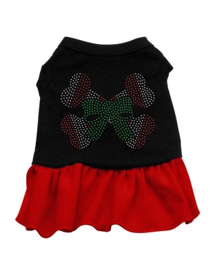 Candy Cane Crossbones Rhinestone Dress Black with Red Lg