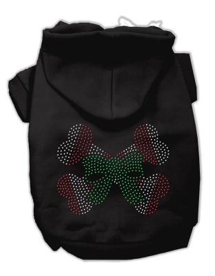 Candy Cane Crossbones Rhinestone Hoodie Black L