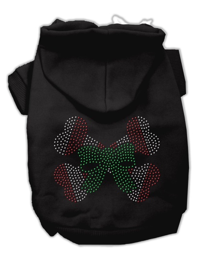 Candy Cane Crossbones Rhinestone Hoodie Black L