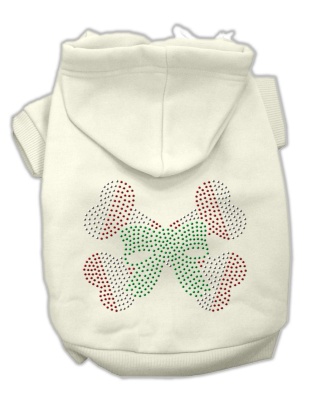 Candy Cane Crossbones Rhinestone Hoodie Cream L