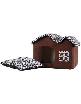 Brown White with Black Polka Dots - 101 Dalmatian Style Double Topped Dog House