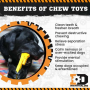 Yellow - ID Pipe Wrench  Ultra Durable Nylon Dog Chew Toy for Aggressive Chewers  - OSFA
