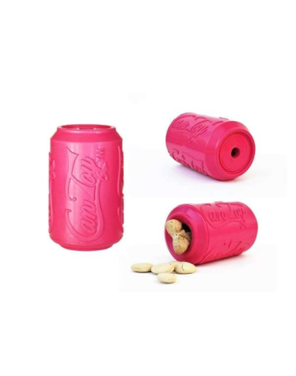 Pink - SP Puppy Can Toy Durable Rubber Chew Toy & Treat Dispenser For Teething Pups  - Large
