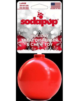 Red - SP Christmas Ornament Durable Rubber Chew Toy & Treat Dispenser - Medium