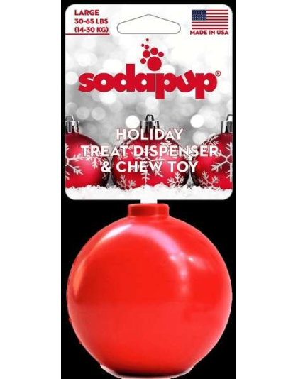 Red - SP Christmas Ornament Durable Rubber Chew Toy & Treat Dispenser - Medium