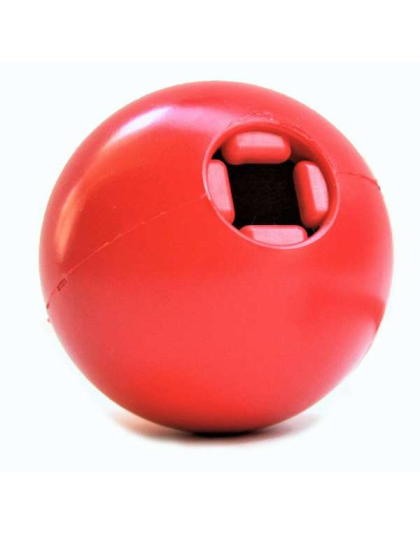 Red - SP Christmas Ornament Durable Rubber Chew Toy & Treat Dispenser - Medium