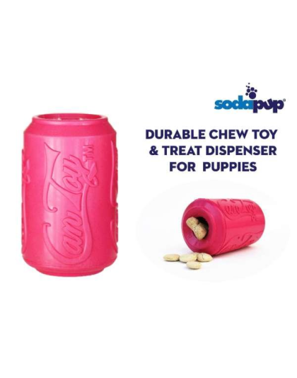 Pink - SP Puppy Can Toy Durable Rubber Chew Toy & Treat Dispenser For Teething Pups  - Large