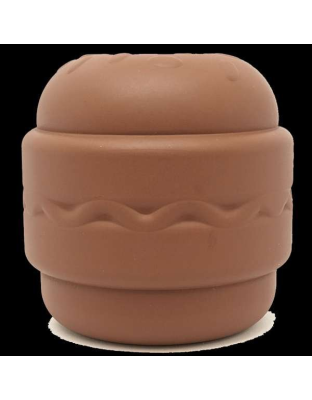 Brown - SP Hamburger Durable Rubber Chew Toy & Treat Dispenser  - Large