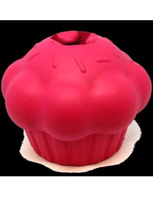 Pink - Cupcake Durable Rubber Chew Toy & Treat Dispenser  - Medium