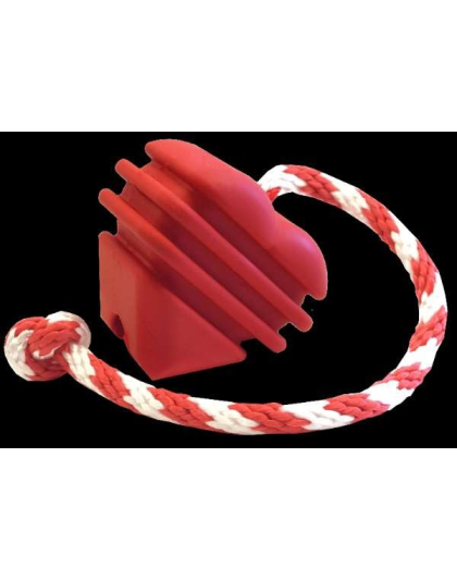 Red - MKB Heart on a String Ultra-Durable Durable Rubber Chew Toy, Reward Toy, Tug Toy, and Retrieving Toy - Large