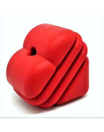 Red - MKB Heart on a String Ultra-Durable Durable Rubber Chew Toy, Reward Toy, Tug Toy, and Retrieving Toy - Large