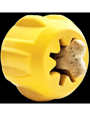 Yellow - ID Gear Treat Pocket Durable Rubber Treat Holder and Chew Toy  - Large