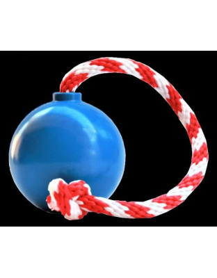 Blue - USA-K9 Cherry Bomb Durable Rubber Chew Toy, Treat Dispenser, Reward Toy, Tug Toy, and Retrieving Toy - Large