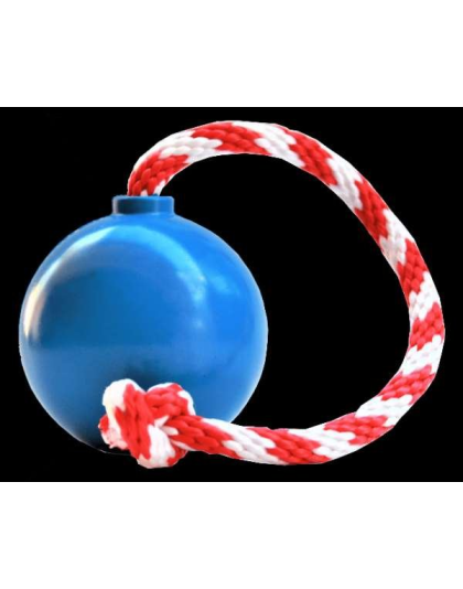 Blue - USA-K9 Cherry Bomb Durable Rubber Chew Toy, Treat Dispenser, Reward Toy, Tug Toy, and Retrieving Toy - Large