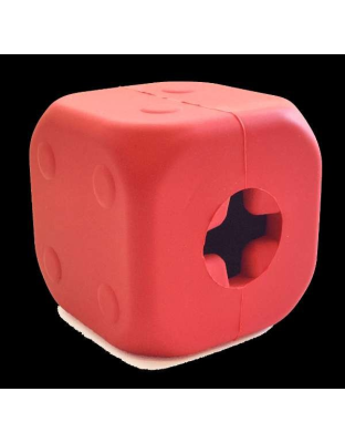 Red - MKB Dice Toy Durable Rubber Chew Toy & Treat Dispenser  - Large