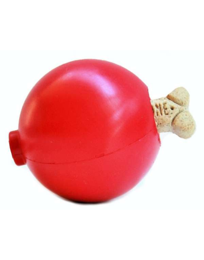 Red - SP Christmas Ornament Durable Rubber Chew Toy & Treat Dispenser - Large