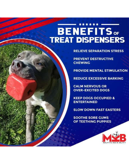 Red - MKB Dice Toy Durable Rubber Chew Toy & Treat Dispenser  - Large