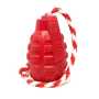 Red - USA-K9 Grenade Durable Rubber Chew Toy, Treat Dispenser, Reward Toy, Tug Toy, and Retrieving Toy - Large