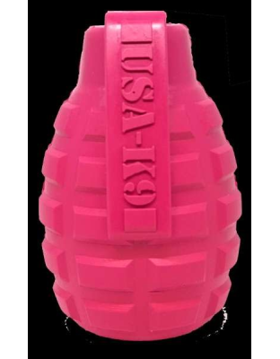 Pink - USA-K9 Puppy Grenade Durable Rubber Chew Toy & Treat Dispenser for Teething Pups - Large