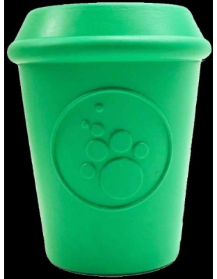 Green - Coffee Cup Durable Rubber Chew Toy and Treat Dispenser - Large