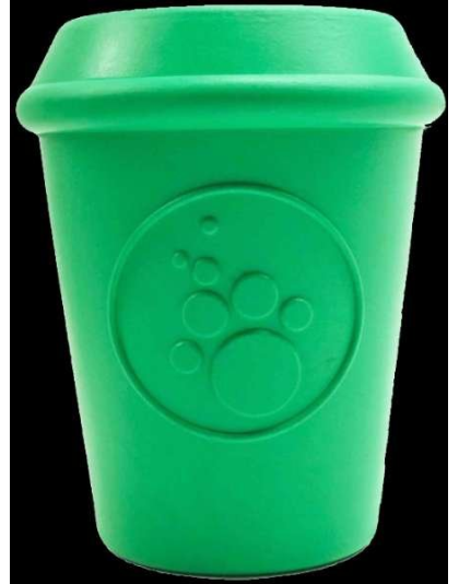 Green - Coffee Cup Durable Rubber Chew Toy and Treat Dispenser - Large