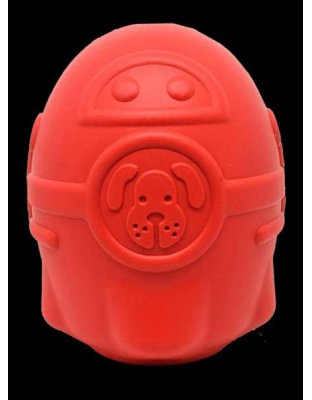 RED - SN Rocketman Durable Rubber Treat Dispenser & Chew Toy - L