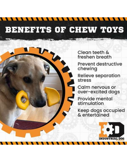 Yellow - ID Shovel Ultra Durable Nylon Dog Chew Toy for Aggressive Chewers  - OSFA