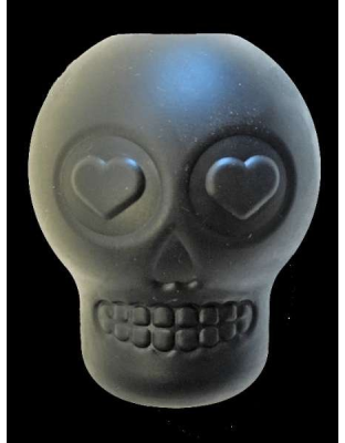 Black - MKB Sugar Skull Durable Rubber Chew Toy & Treat Dispenser  - Large