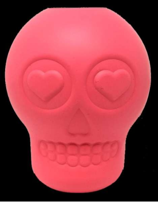 Pink - MKB Sugar Skull Durable Rubber Chew Toy & Treat Dispenser  - Large