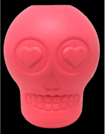 Pink - MKB Sugar Skull Durable Rubber Chew Toy & Treat Dispenser  - Large