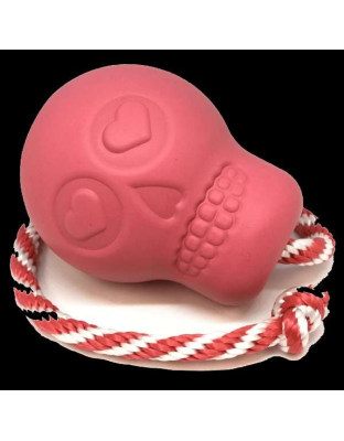 Pink - USA-K9 Skull Durable Rubber Chew Toy, Treat Dispenser, Reward Toy, Tug Toy, and Retrieving Toy - Large
