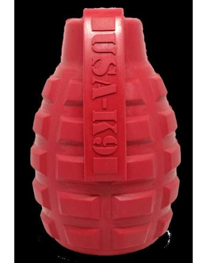 Red - USA-K9 Grenade Durable Rubber Chew Toy & Treat Dispenser - XL