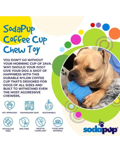 Blue - SP Coffee Cup Ultra Durable Nylon Dog Chew Toy for Aggressive Chewers - OSFA
