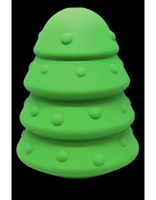 Green - MKB Christmas Tree Durable Rubber Chew Toy & Treat Dispenser  - Large