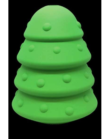 Green - MKB Christmas Tree Durable Rubber Chew Toy & Treat Dispenser  - Large