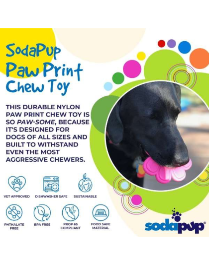 Pink - SP Paw Print Ultra Durable Nylon Dog Chew Toy for Aggressive Chewers  - OSFA