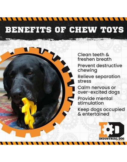 Yellow - ID Circular Saw Blade  Ultra Durable Nylon Dog Chew Toy for Aggressive Chewers - OSFA