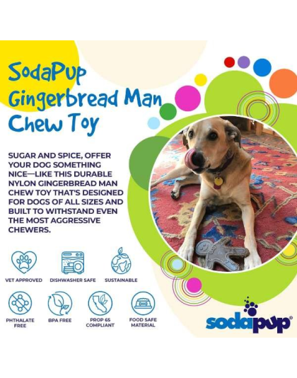 Brown - SP Gingerbread Man Ultra Durable Nylon Dog Chew Toy for Aggressive Chewers  - OSFA