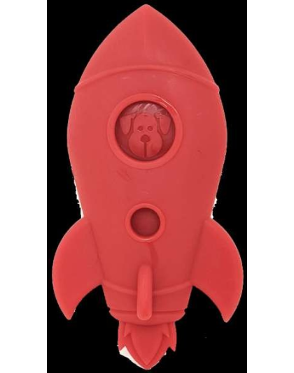 Red - Spotnik Rocket Ship Ultra Durable Nylon Dog Chew Toy for Aggressive Chewers - L
