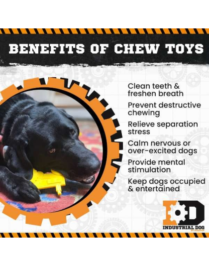 Yellow - ID Tractor  Ultra Durable Nylon Dog Chew Toy for Aggressive Chewers - OSFA