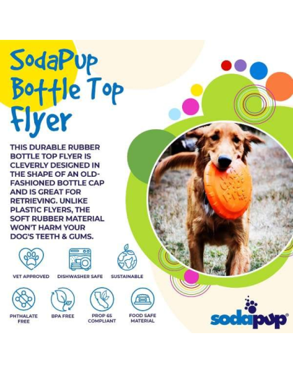 Orange Squeeze - SP Bottle Top Flyer Durable Rubber Retrieving Frisbee - Small (7" diameter)