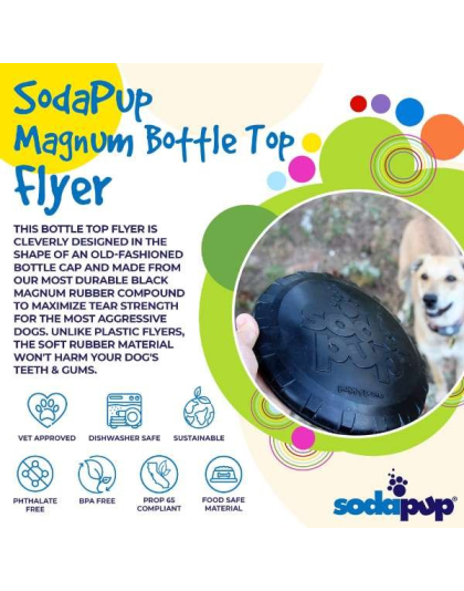 Black - SP Bottle Top Flyer Durable Rubber Retrieving Frisbee  - Large Flyer (9.75" Diameter)